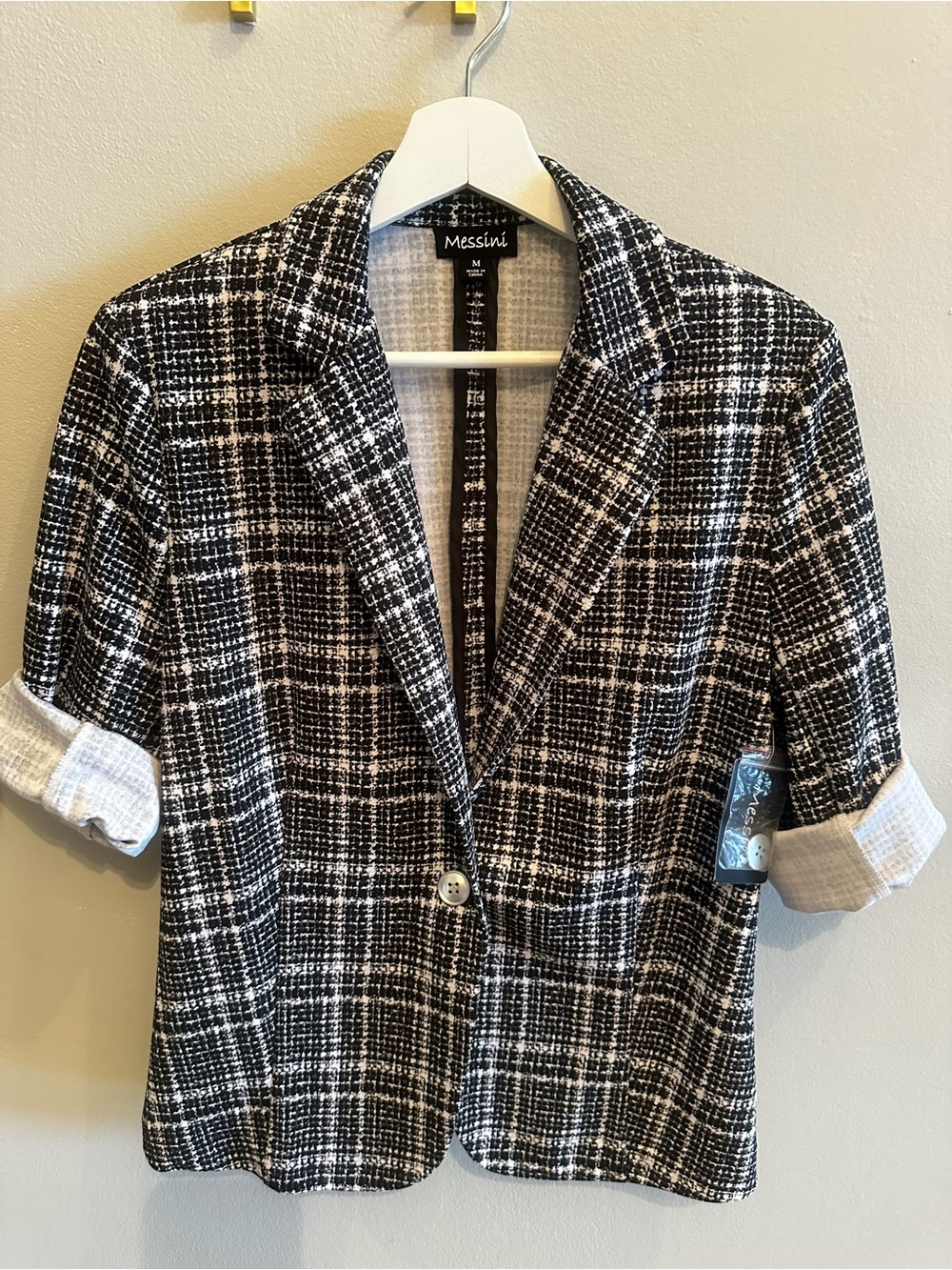 Messini Black & White Plaid Women's Blazer